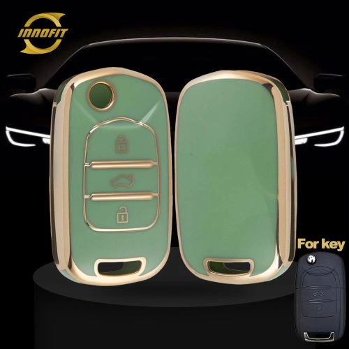 WUA1T1-Green-Gold Plating- Car Key Cover For Wuling BAOJUN Chevrolet