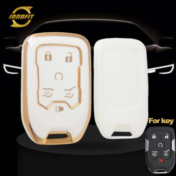 CEB2T1-White-Gold Plating- Car Key Cover For Chevrolet GMC