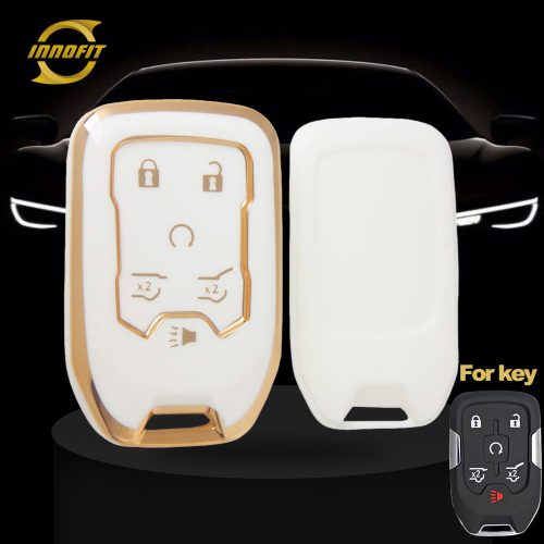 CEB2T1-White-Gold Plating- Car Key Cover For Chevrolet GMC