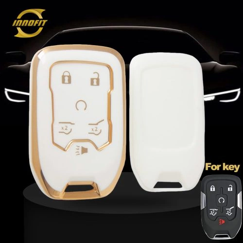 CEB2T1-White-Gold Plating- Car Key Cover For Chevrolet GMC