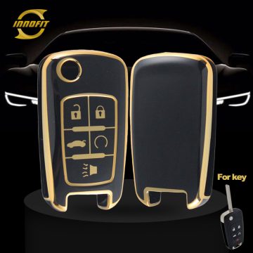 CED5T1-Black-Gold Plating- Car Key Cover For Chevrolet Opel GMC Holden