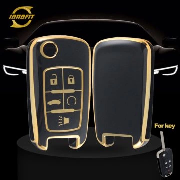 CED5T1-Black-Gold Plating- Car Key Cover For Chevrolet Opel GMC Holden