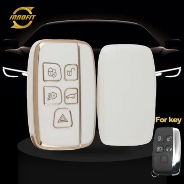 LAA1T1-White-Gold Plating- Car Key Cover For Landrover Jaguar