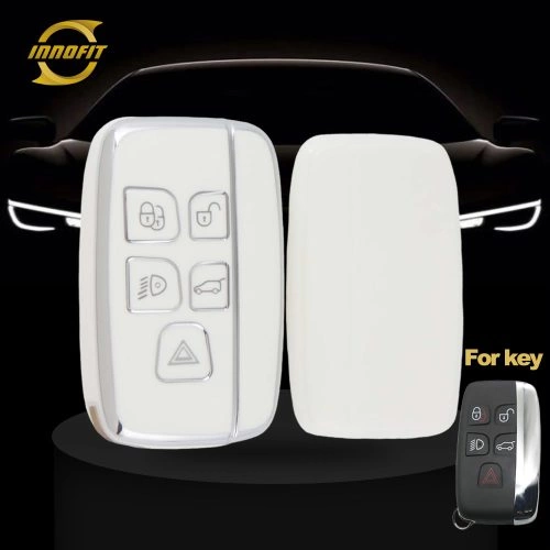LAA1T1-White-Silver Plating- Car Key Cover For Landrover Jaguar