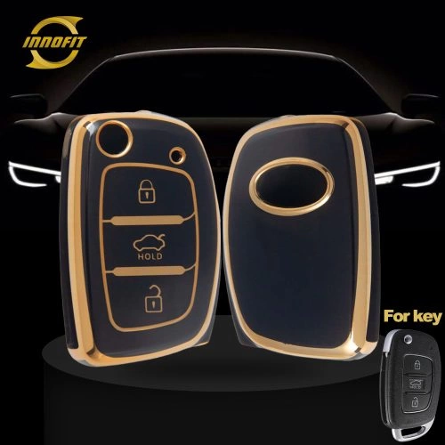 HYF1T1-Black-Gold Plating- Car Key Cover For Hyundai