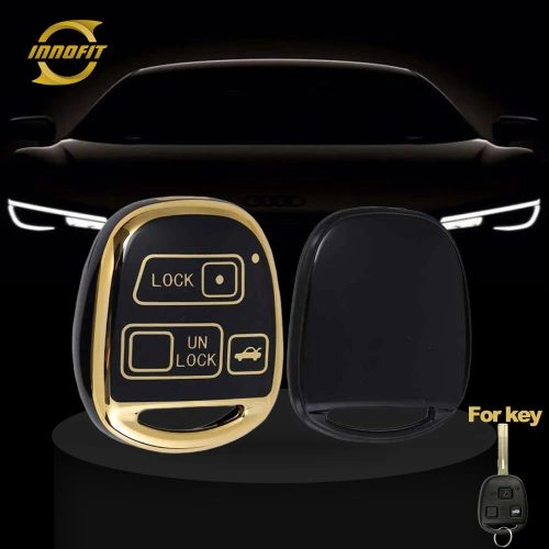 TON4T1-Black-Gold Plating- Car Key Cover For Toyota