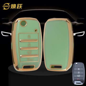KIE2T1-Green-Gold Plating- Car Key Cover For Kia