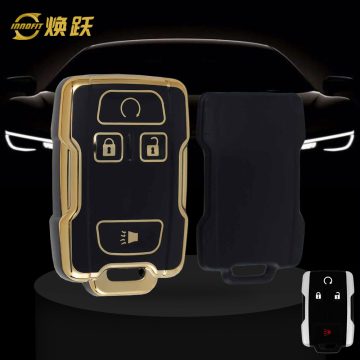 CEC1T1-Black-Gold Plating- Car Key Cover For Chevrolet