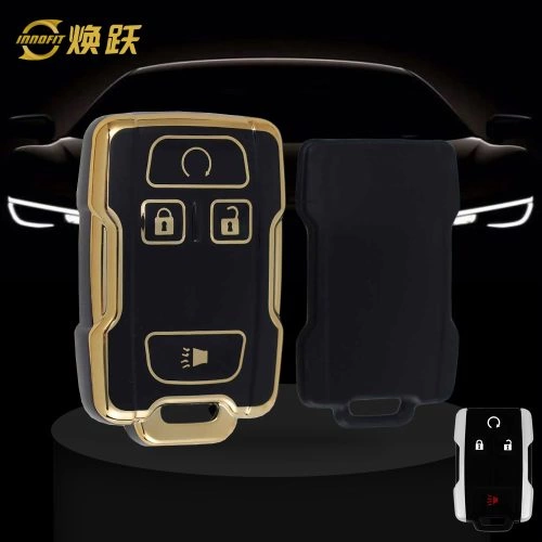 CEC1T1-Black-Gold Plating- Car Key Cover For Chevrolet