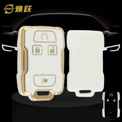 CEC1T1-White-Gold Plating- Car Key Cover For Chevrolet