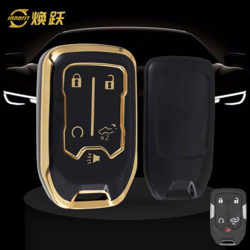 CEB1T1-Black-Gold Plating- Car Key Cover For Chevrolet