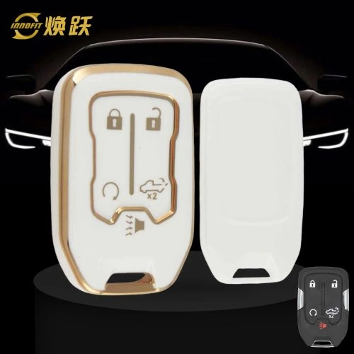 CEB1T1-White-Gold Plating- Car Key Cover For Chevrolet