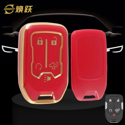 CEB1T1-Red-Gold Plating- Car Key Cover For Chevrolet