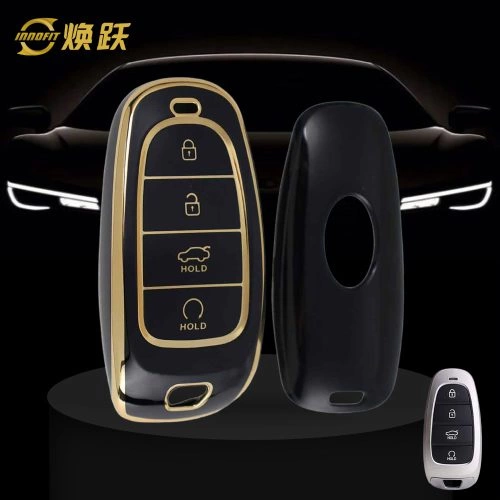HYE2T1-Black-Gold Plating- Car Key Cover For Hyundai