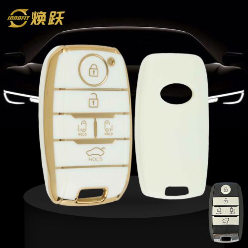 KIC4T1-White-Gold Plating- Car Key Cover For Kia
