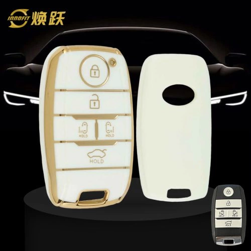 KIC4T1-White-Gold Plating- Car Key Cover For Kia