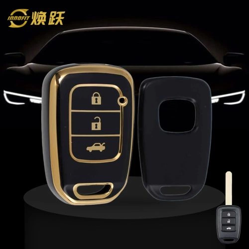 HOM2T1-Black-Gold Plating- Car Key Cover For Honda