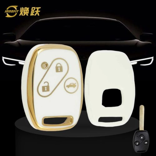 HON1T1-White-Gold Plating- Car Key Cover For Honda