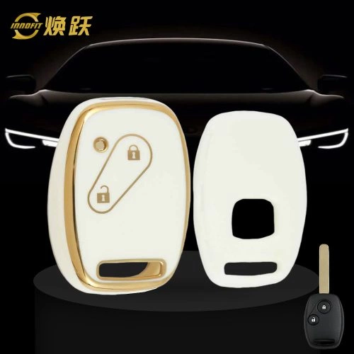 HON2T1-White-Gold Plating- Car Key Cover For Honda