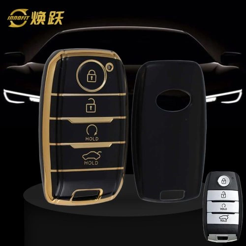 KIC3T1-Black-Gold Plating- Car Key Cover For Kia