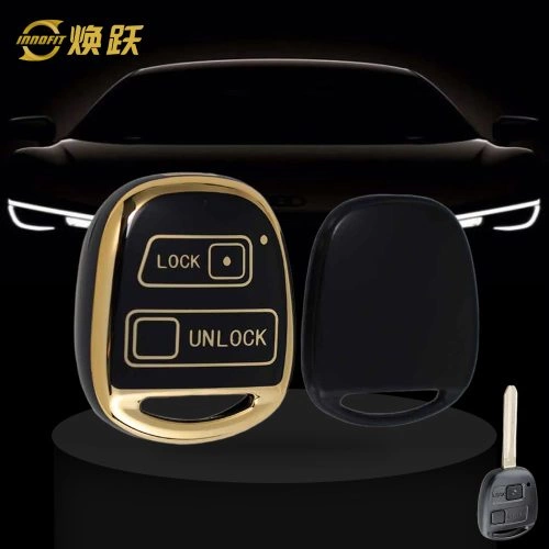 TON2T1-Black-Gold Plating- Car Key Cover For Toyota