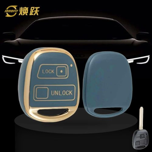 TON2T1-Granny Grey-Gold Plating- Car Key Cover For Toyota