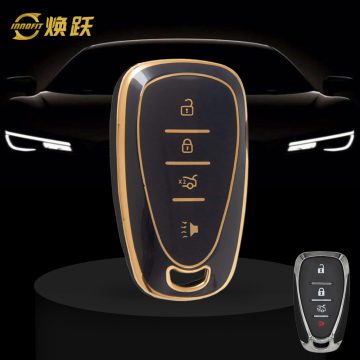 CEA2T1-Black-Gold Plating- Car Key Cover For Chevrolet Holden