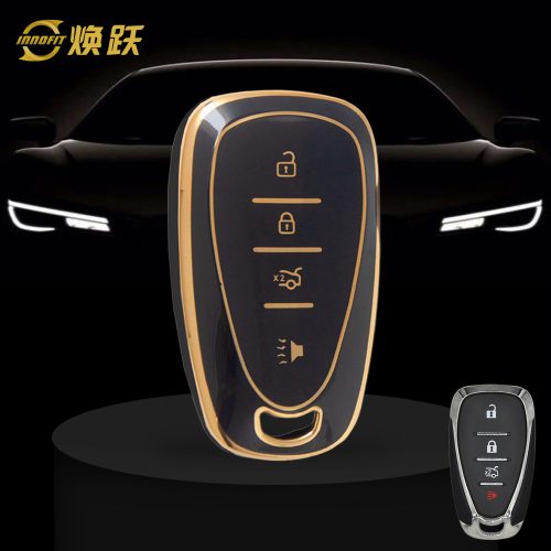 CEA2T1-Black-Gold Plating- Car Key Cover For Chevrolet Holden