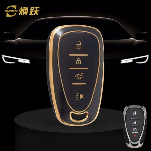 CEA2T1-Black-Gold Plating- Car Key Cover For Chevrolet Holden