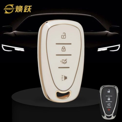 CEA2T1-White-Gold Plating- Car Key Cover For Chevrolet Holden