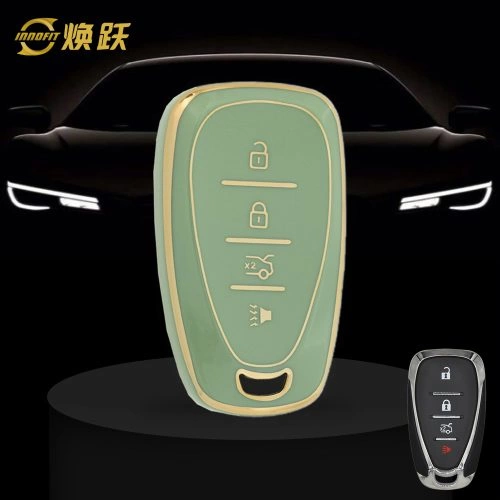 CEA2T1-Green-Gold Plating- Car Key Cover For Chevrolet