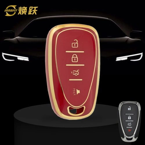 CEA2T1-Red-Gold Plating- Car Key Cover For Chevrolet