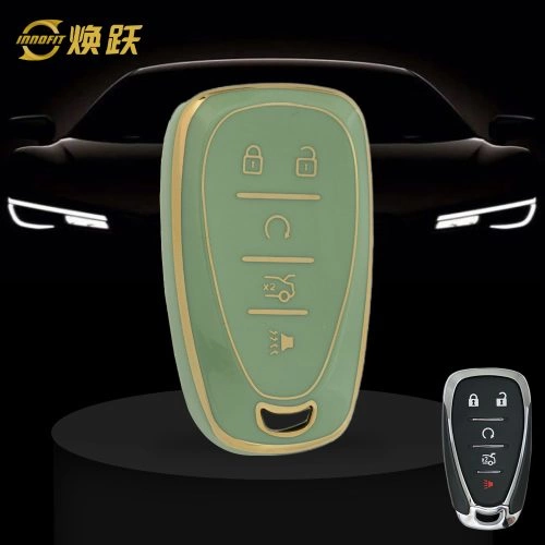 CEA3T1-Green-Gold Plating- Car Key Cover For Chevrolet Holden