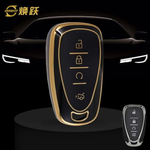 CEA4T1-Black-Gold Plating- Car Key Cover For Chevrolet