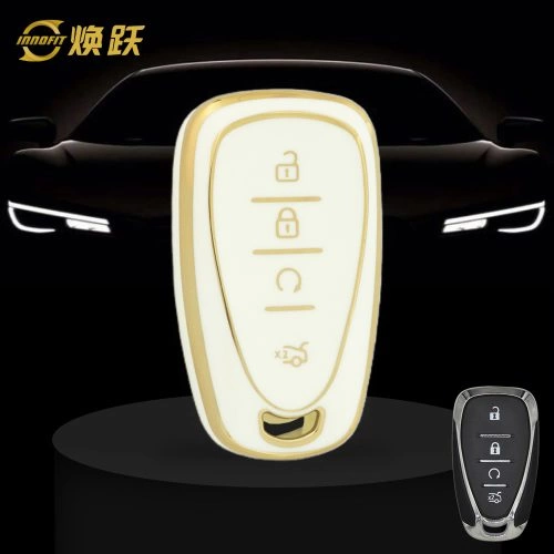 CEA4T1-White-Gold Plating- Car Key Cover For Chevrolet