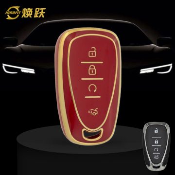 CEA4T1-Red-Gold Plating- Car Key Cover For Chevrolet