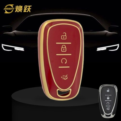 CEA4T1-Red-Gold Plating- Car Key Cover For Chevrolet