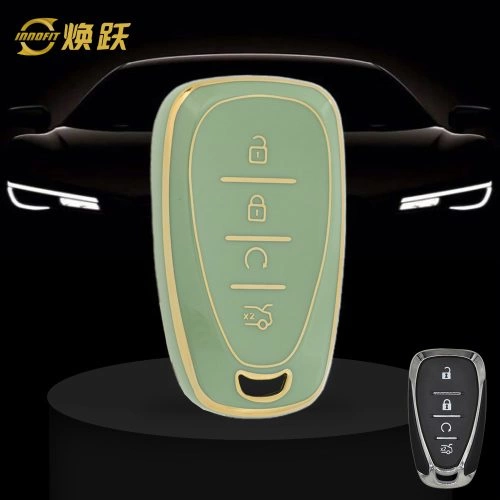 CEA4T1-Green-Gold Plating- Car Key Cover For Chevrolet