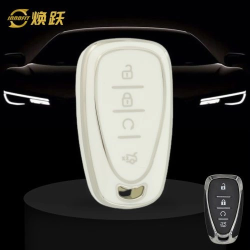 CEA4T1-White-Silver Plating- Car Key Cover For Chevrolet