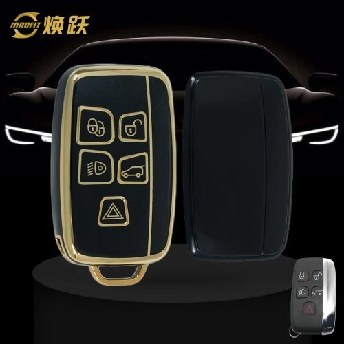 LAA1T1-Black-Gold Plating- Car Key Cover For Landrover Jaguar