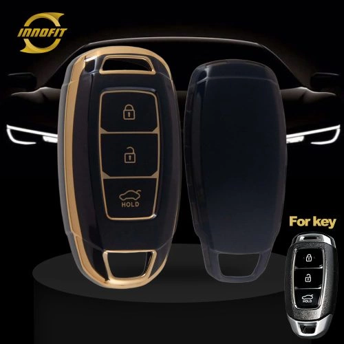 HYA1T1-Черный-Золотое-покрытие-автомобильный-ключ-обложка-для- Hyundai