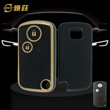 HOD2T1-Black-Gold Plating- Car Key Cover For Honda