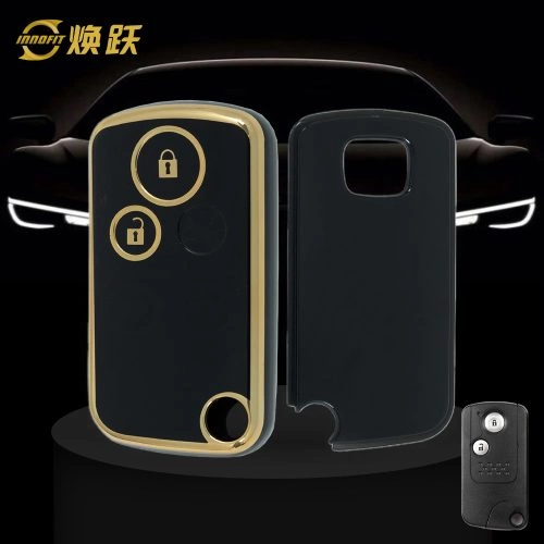 HOD2T1-Black-Gold Plating- Car Key Cover For Honda