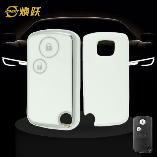 HOD2T1-White-Silver Plating- Car Key Cover For Honda
