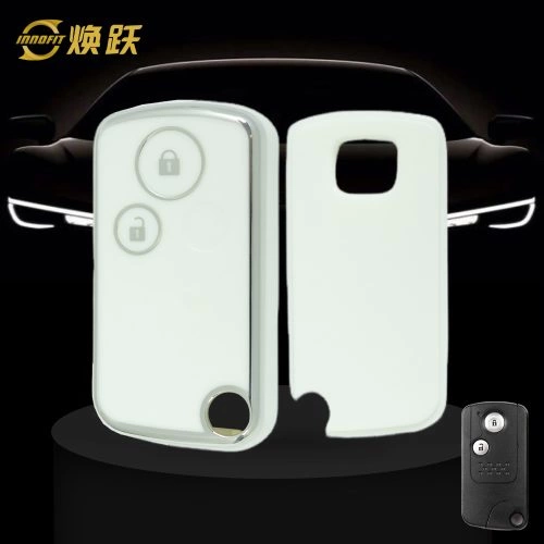 HOD2T1-White-Silver Plating- Car Key Cover For Honda