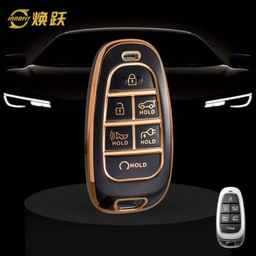 HYE8T1-Black-Gold Plating- Car Key Cover For Hyundai