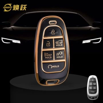 HYE8T1-Black-Gold Plating- Car Key Cover For Hyundai
