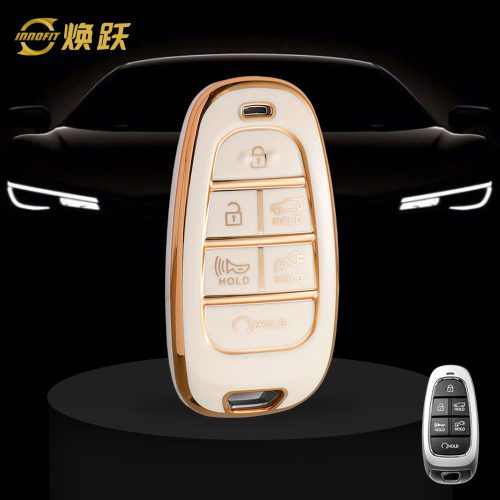 HYE8T1-White-Gold Plating- Car Key Cover For Hyundai