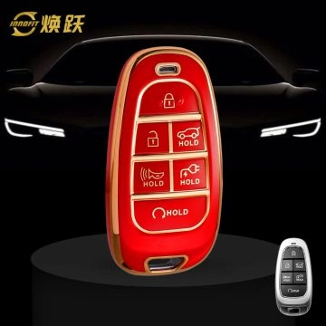 HYE8T1-Red-Gold Plating- Car Key Cover For Hyundai