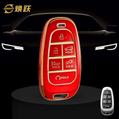 HYE8T1-Red-Gold Plating- Car Key Cover For Hyundai